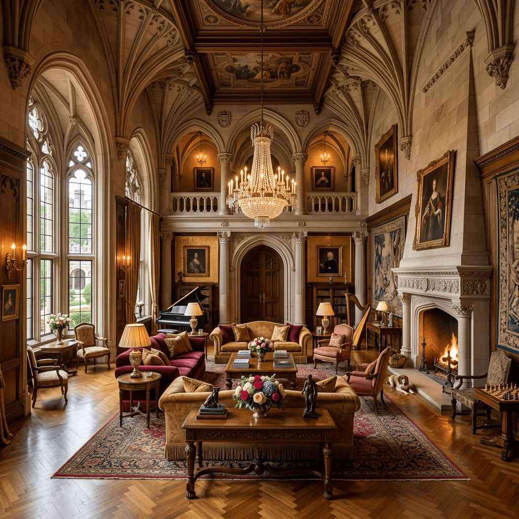 Luxurious grand castle living room interior